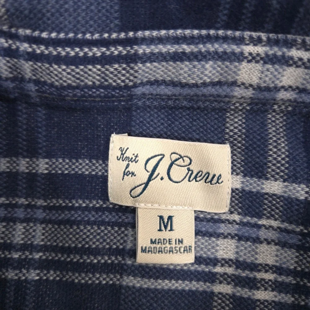 J Crew Lightweight Seaboard Soft-Knit Shirt Mens M Blue Plaid Brushed Flannel
